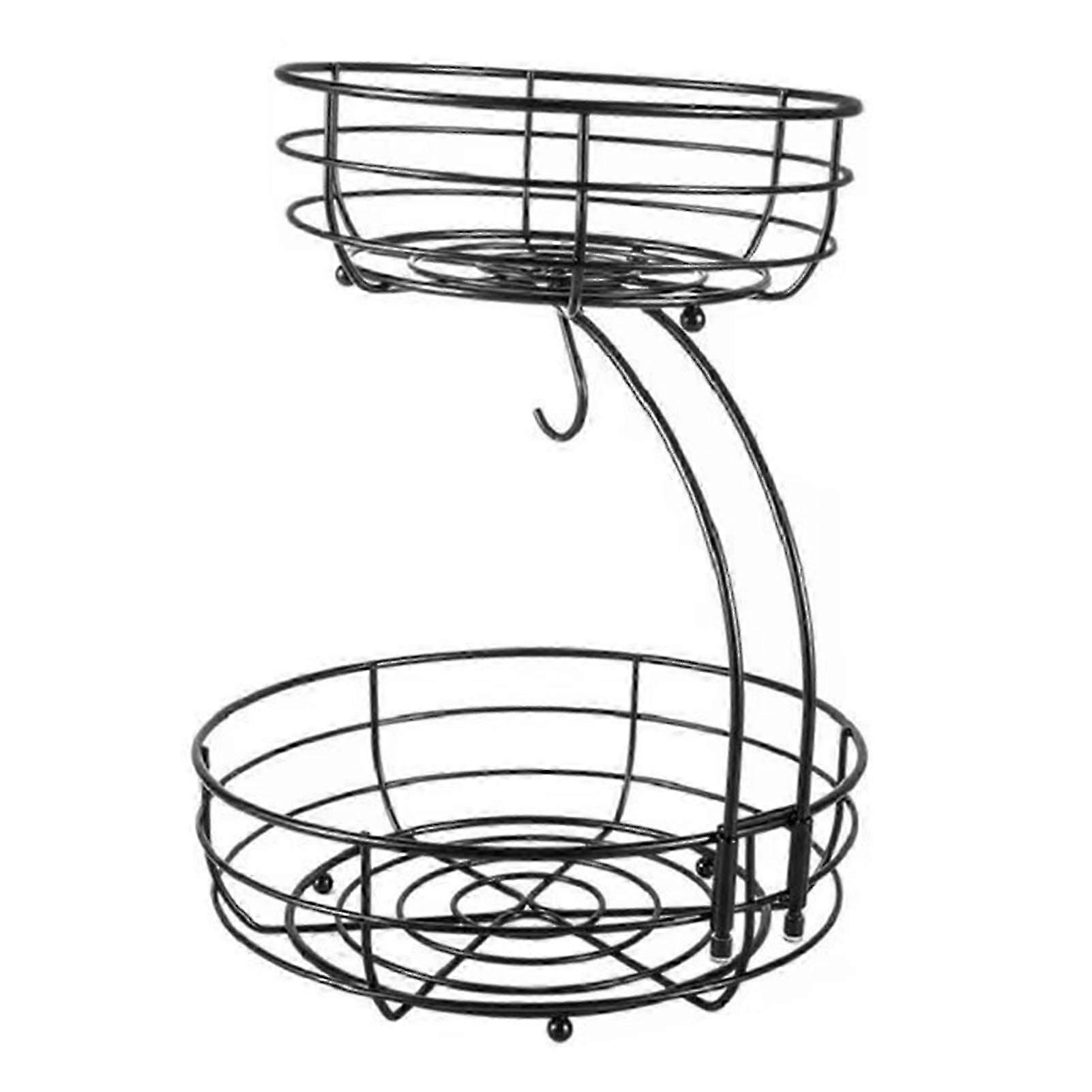 Double-Tier Metal Fruit Basket - Elegant Kitchen & Dining Table Storage