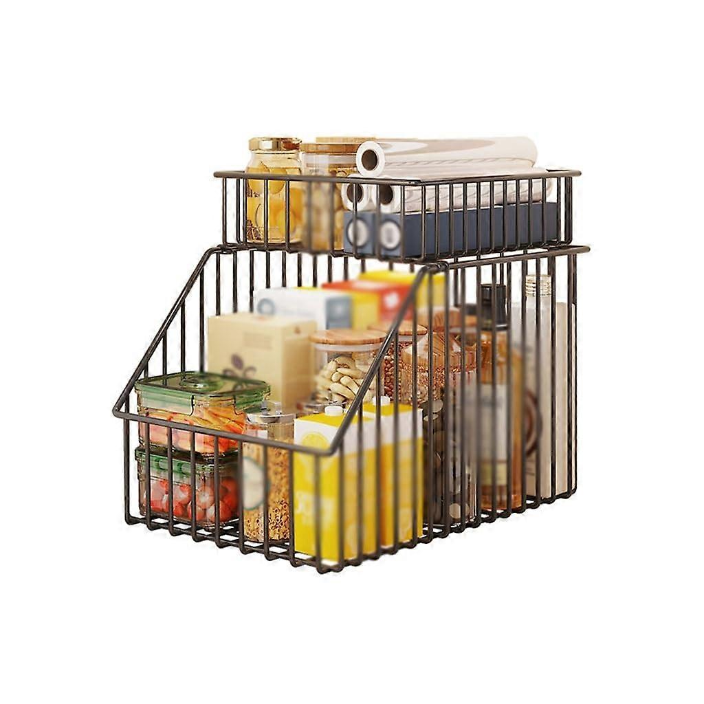 Pot And Pan Organizer Rack - Multi-Layer Kitchen Storage Rack, Cabinet Divider, Spice Rack, Countertop Organizer, Adjustable Size