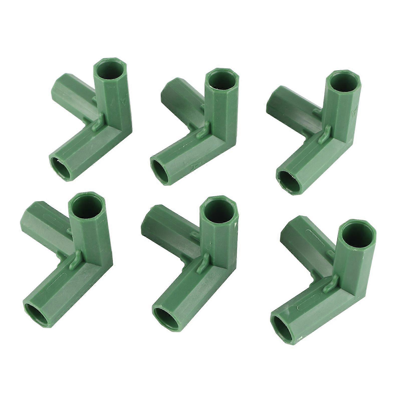 Plastic connectors for garden frames, plant stakes and planters.