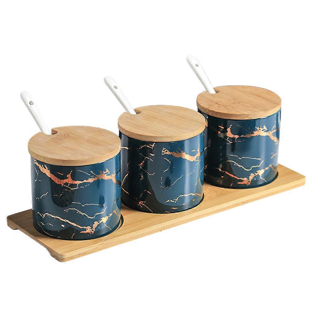 Spices Container Set Ceramic Seasoning Pot for Restaurant Use Multicolor Porcelain Storage Moisture-Proof 1Set