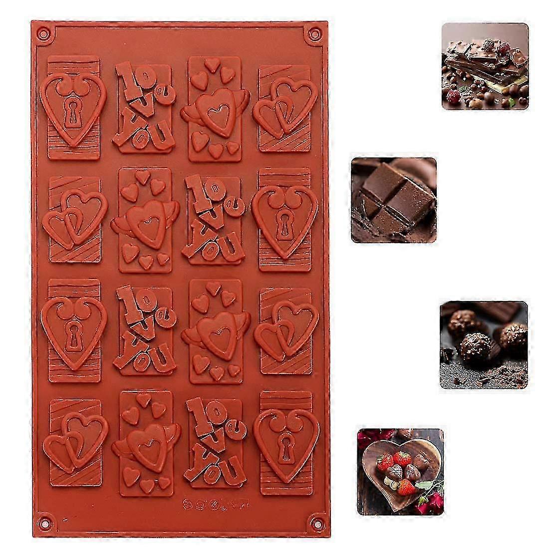 عيد الحب سيليكون الشوكولاته العفن مع 16 تجاويف - قوالب كعكة البسكويت لخبز الحلوى وكعكة الشوكولاتة DIY