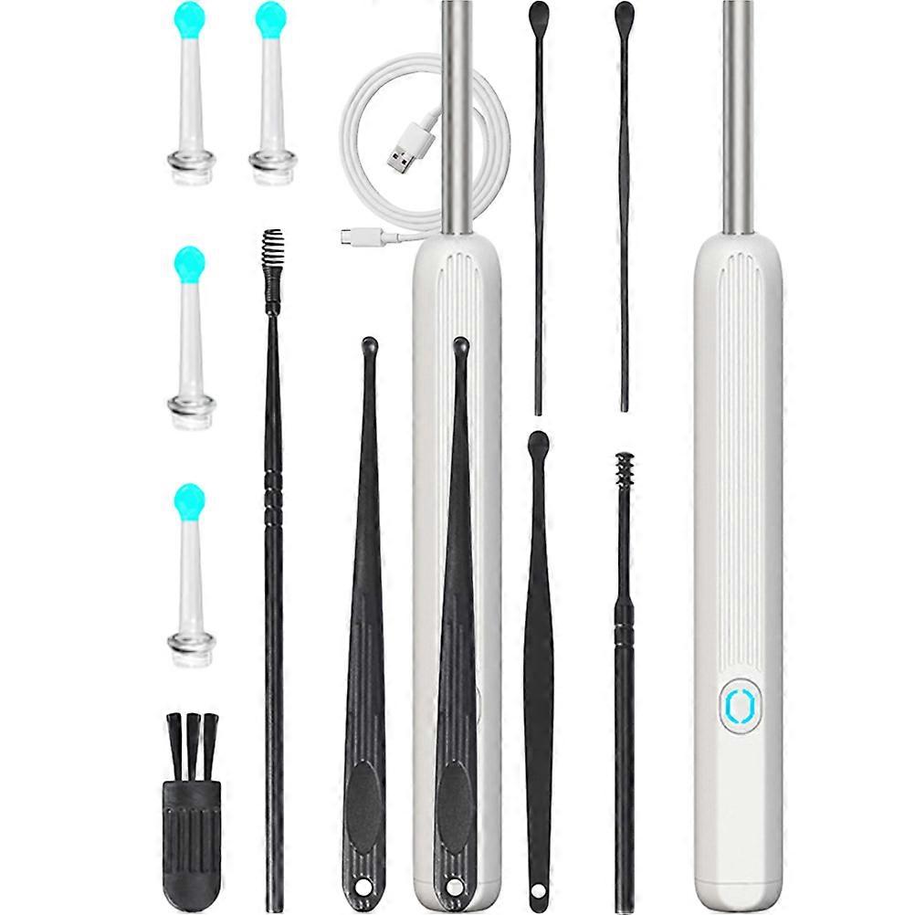 Ear Wax Remover Kit with Wireless Ear Camera 1296P High Resolution for Daily Use White ABS Stainless Steel