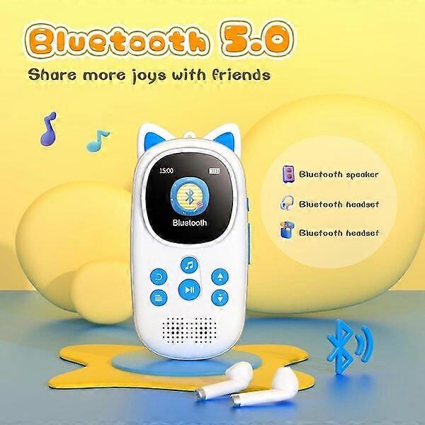 Children's MP3 player, Bluetooth 5.0 with expandable storage, multi-format and multi-mode