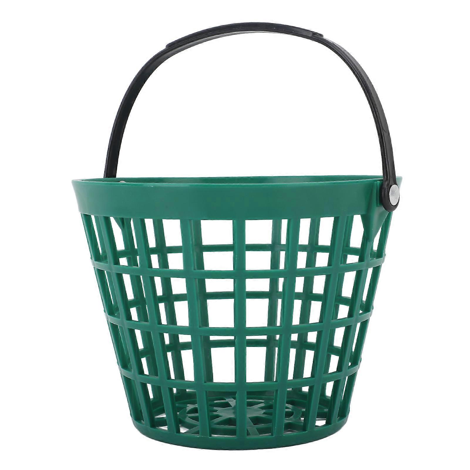 Golf Ball Basket Nylon Plastic Container with Handle Green 50pcs