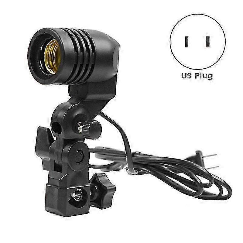 Light Lamp Photo Studio E27 AC Socket Photography 1.8M Cable Cord Bulb Stand with Umbrella Holder Bulb Mount US Plug
