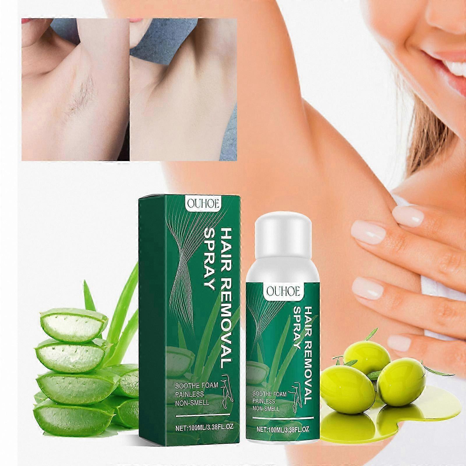 Natural Hair Removal Foam for Body and Sensitive Areas, Pain-Free Solution for Men and Women, Gentle and Efficient Depilatory Spray