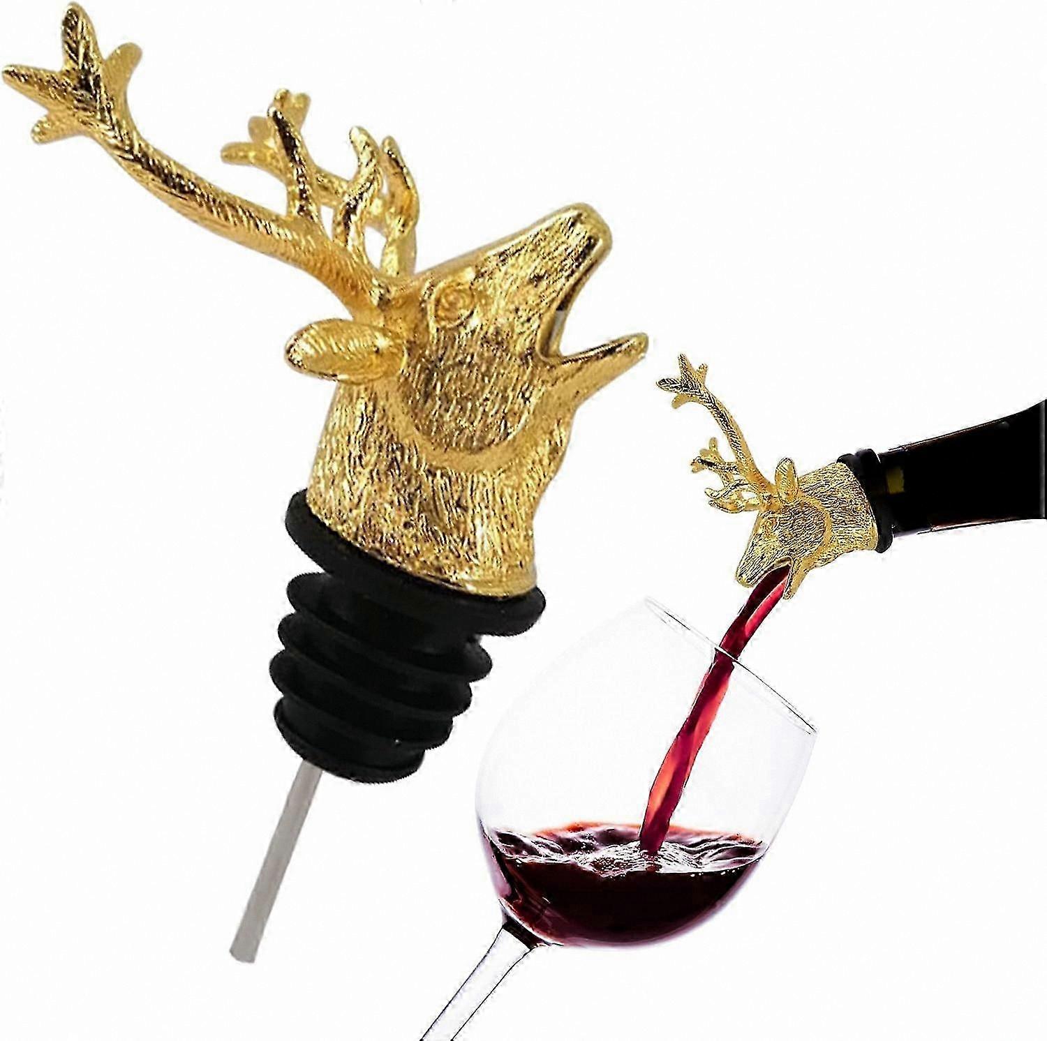 Deer Shaped Wine Pourer and Stopper Set, Elk Head Design Bottle Aerator for Wine Enthusiasts, Unique Gift Idea for Wine Lovers