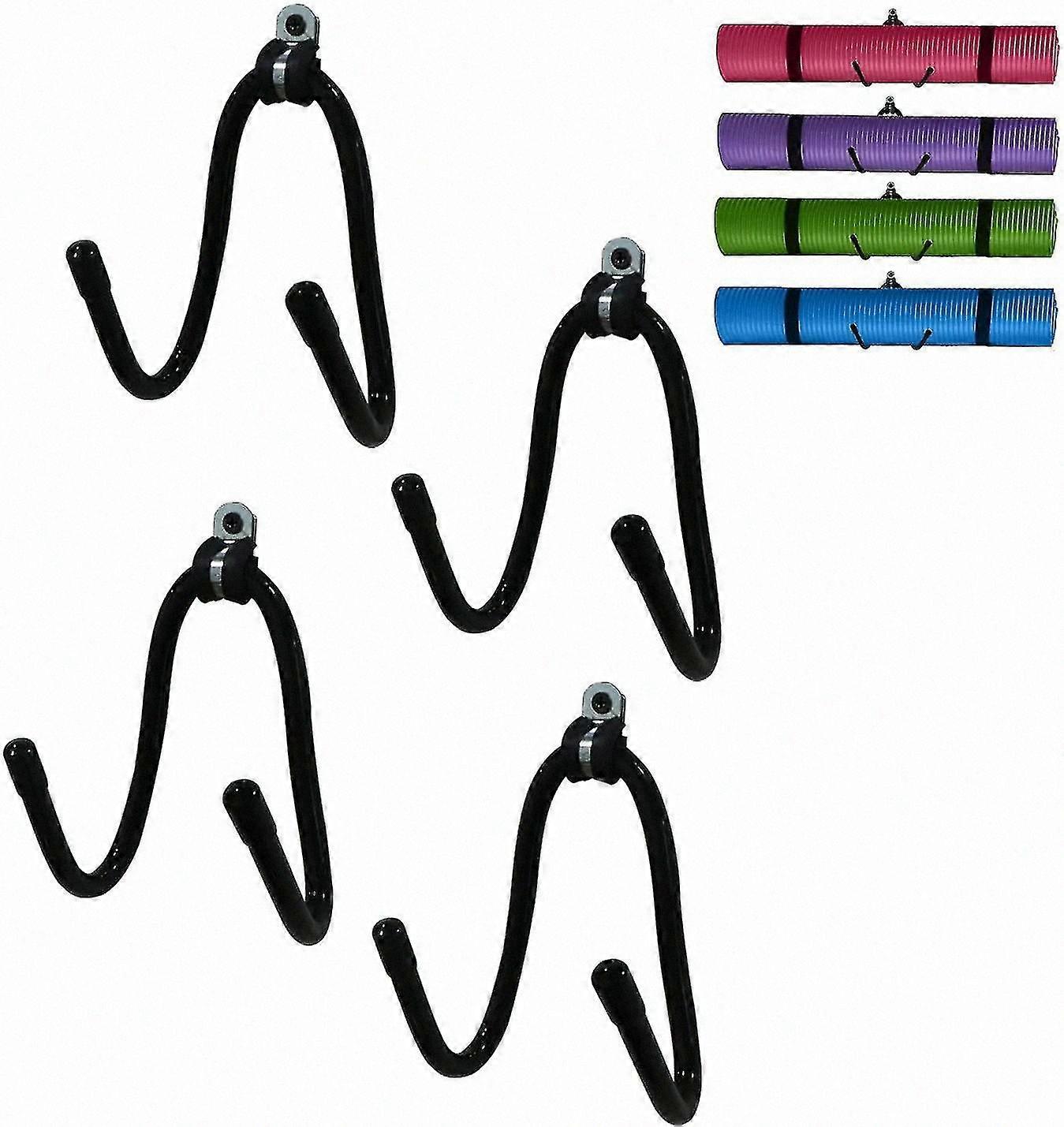 Wall-Mounted Fitness Storage Rack for Foam Rollers and Yoga Mats, 4-Pack for Home Gym or Exercise Class Use