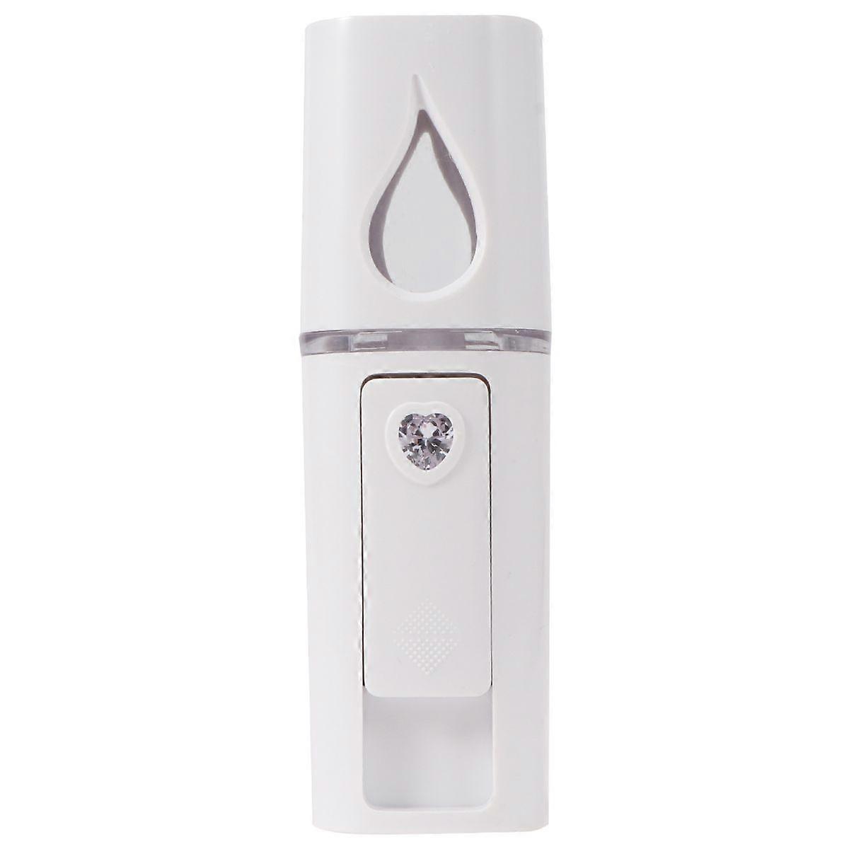 1Pc Handheld Nano Mist Sprayer Portable Steamer Moisturizing Mini Face Spray Device with Mirror(White)