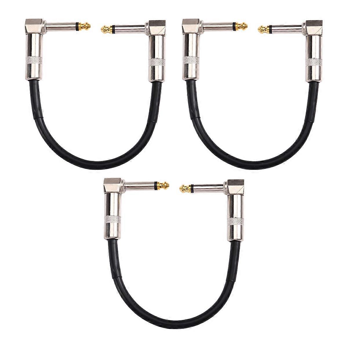 3PCS Guitar Effects Cable 15cm 1/4 Inch Right Angle Cable Instruments Patch Cord 6.35MM Electric Gu