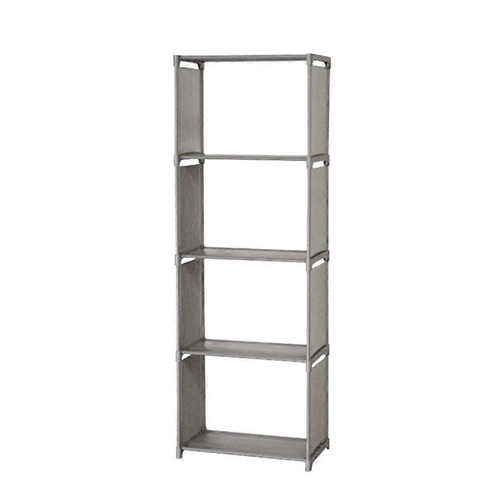 Bookshelf Shelf Rack Storage Rack Magazine Rack Bookcase Shelving Display Shelves Storage Unit PP and Non-woven Fabric Shelf (Five-story Silver Gray)