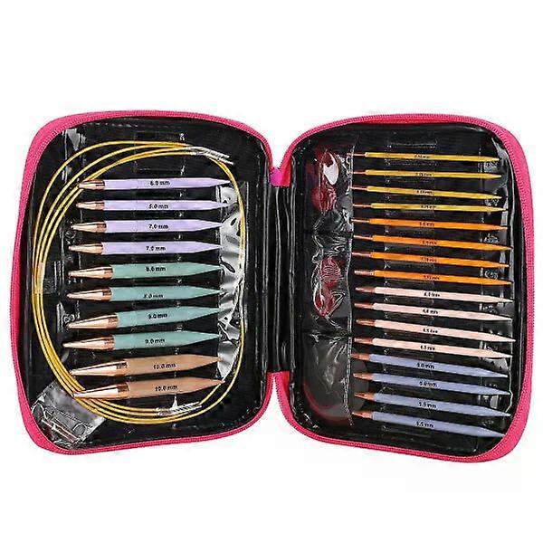 Knitting needle set, 13 pairs with 4 types of extension cords, suitable for all kinds of knitting projects
