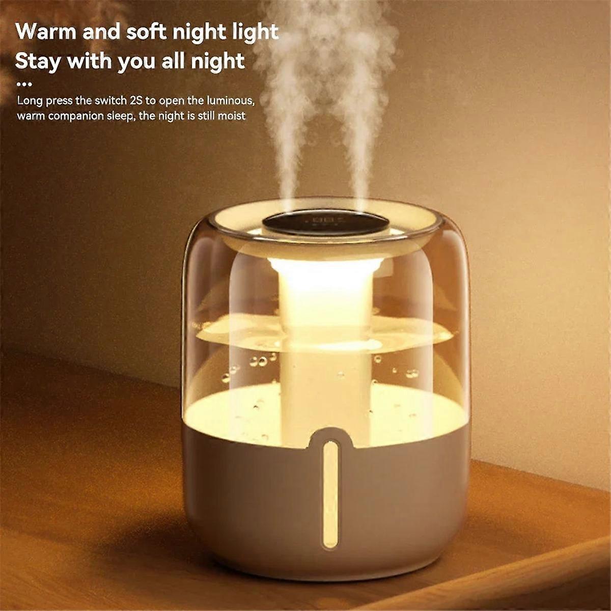 6.8L Large Capacity Humidifier USB Double Quiet Humidifier Home Dormitory Bedroom Desktop with Night Light White
