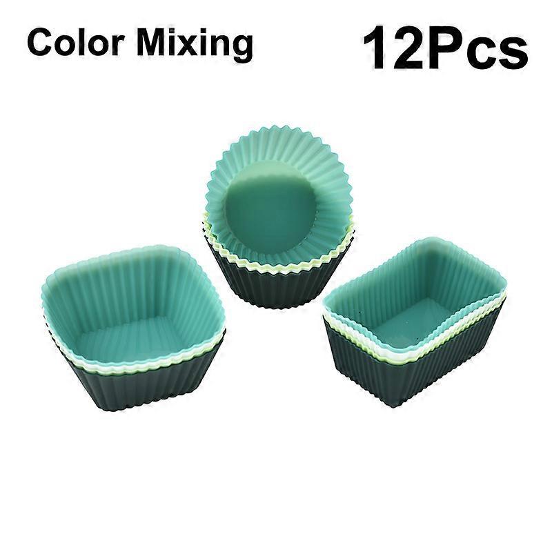 12/24Pcs Silicone Cake Mold Round Square Shape Muffin Cupcake Baking Molds Pudding Jelly Cup Lunch Box Dividers Kitchen Bakeware