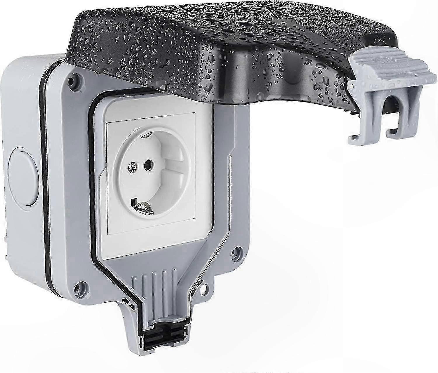 Weatherproof Outdoor Socket with Hinged Cover for External Use IP66 Wall Mount
