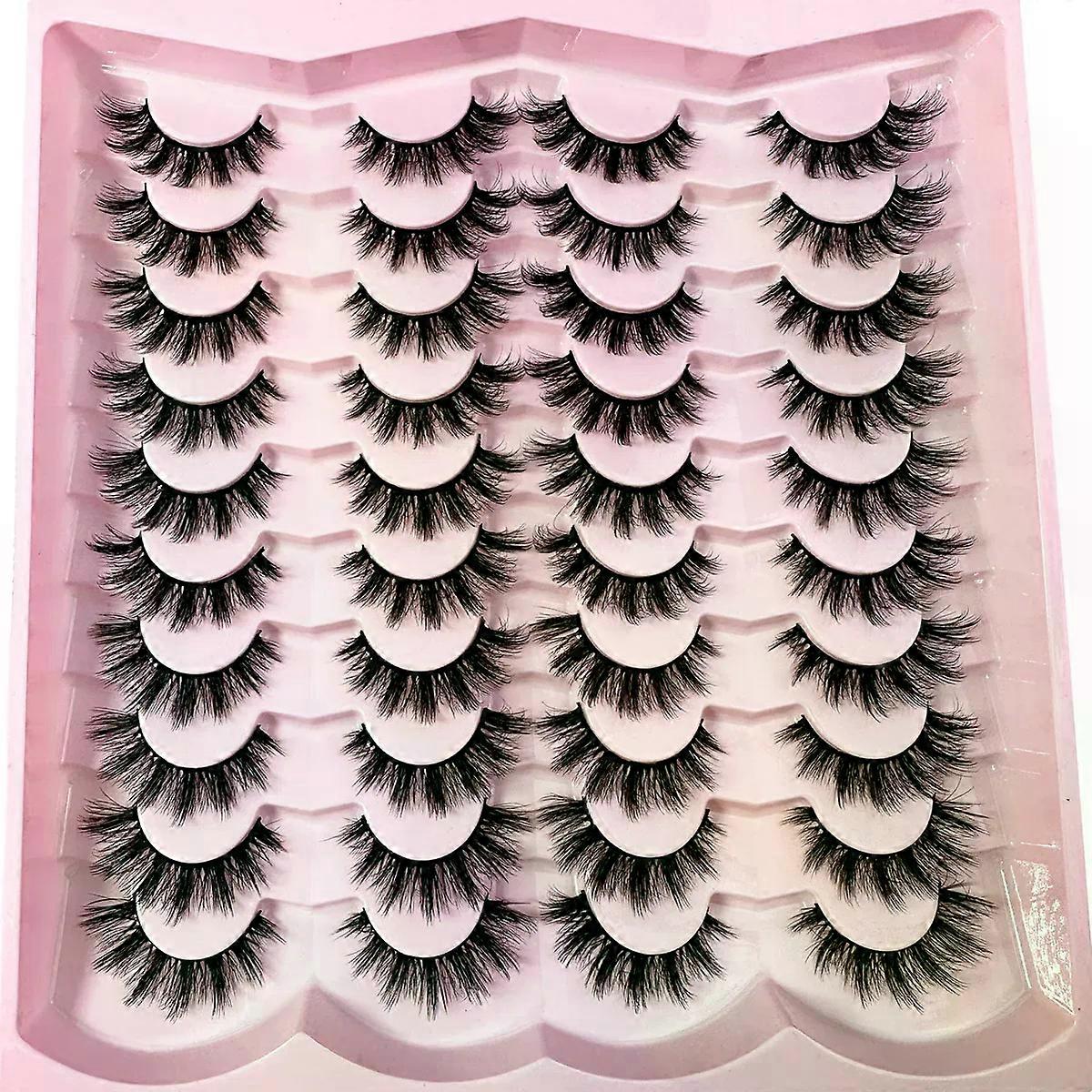 20pairs 5D Fluffy Eyelashes D Curl Lashes Thick Cat Eye Lashes Soft Wispy 8D Volume Fake Eyelash Extension Makeup