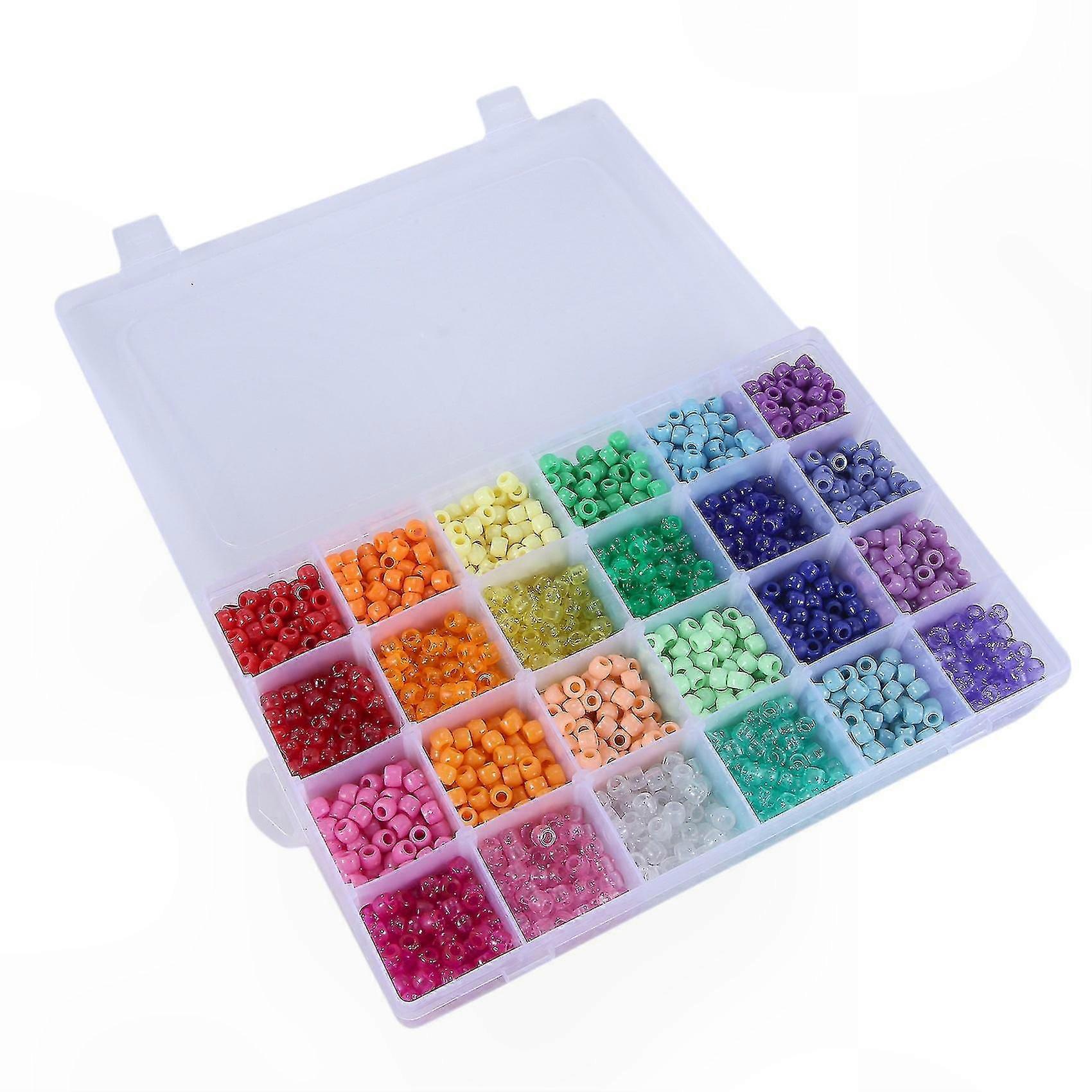 Rainbow Plastic Bead Set 2880 Pieces 6x9mm 24 Colors 4 Styles Round Beads for DIY Crafting Projects