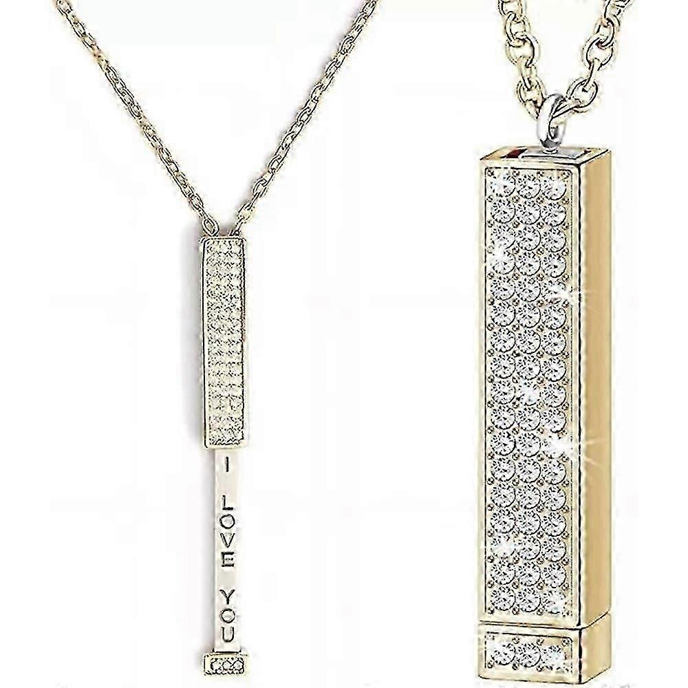 Hidden Message Necklace(I Love You), Hidden Secret Message Slider Necklace