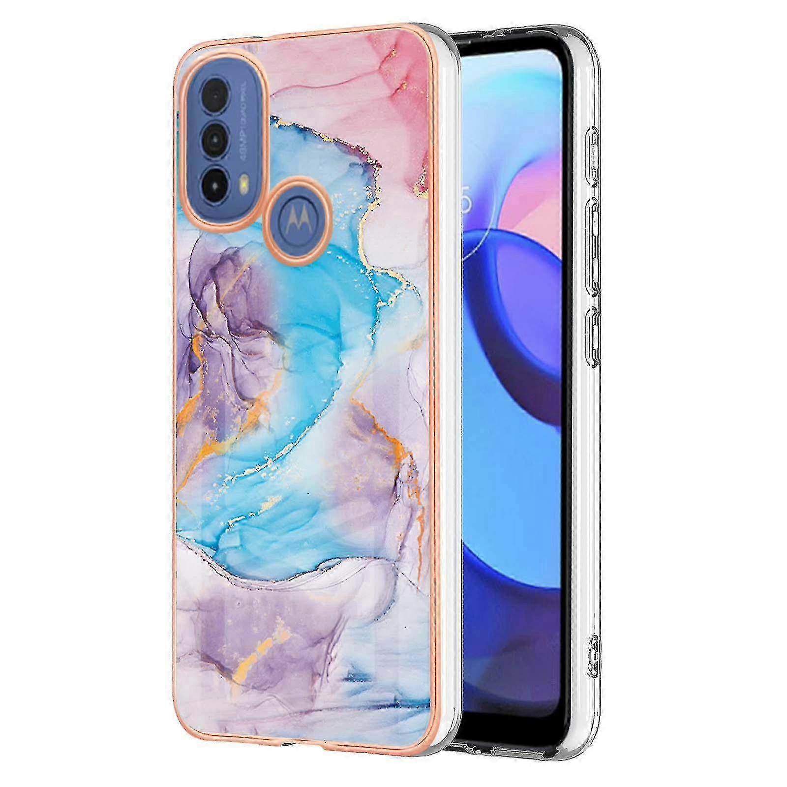 2025 Lb1 Series For Motorola Moto E20/e30/e40 Marble Cell Phone Case, Anti-fingerprint Anti-scratch Electroplating Soft Tpu Imd Well-protected Cover