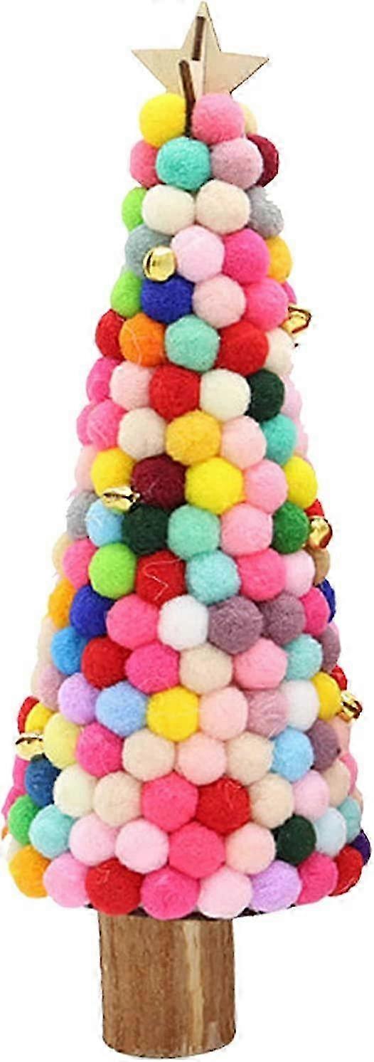 Artificial 26cm Mini Christmas Tree with Wood Base - Festive Table Decor Mini Tree for Holidays