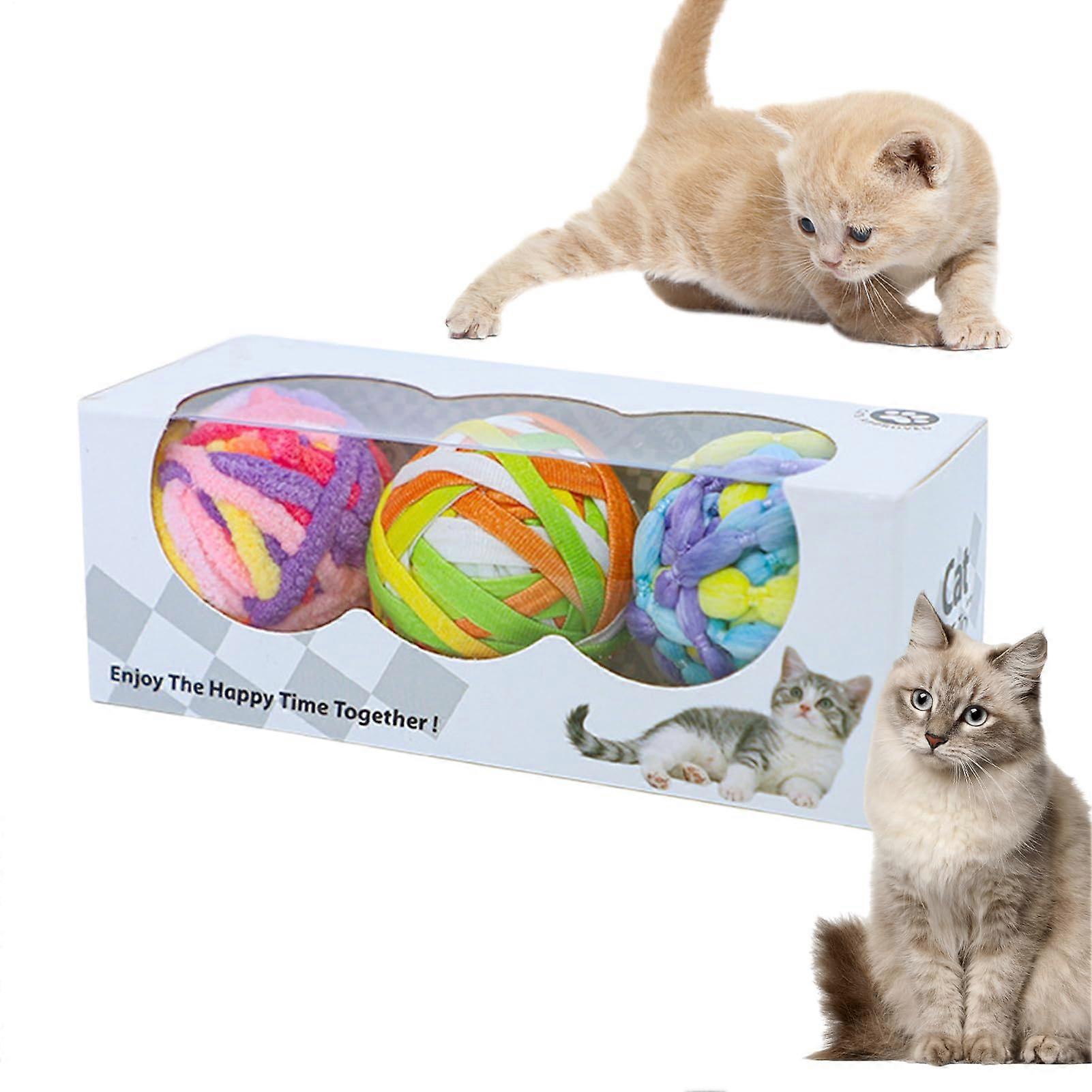 Cat Toy Balls Interactive Ball Toy For Indoor Kitten, Soft Colorful Bells, Teeth Cleaning, Kitten Boredom Enrichment