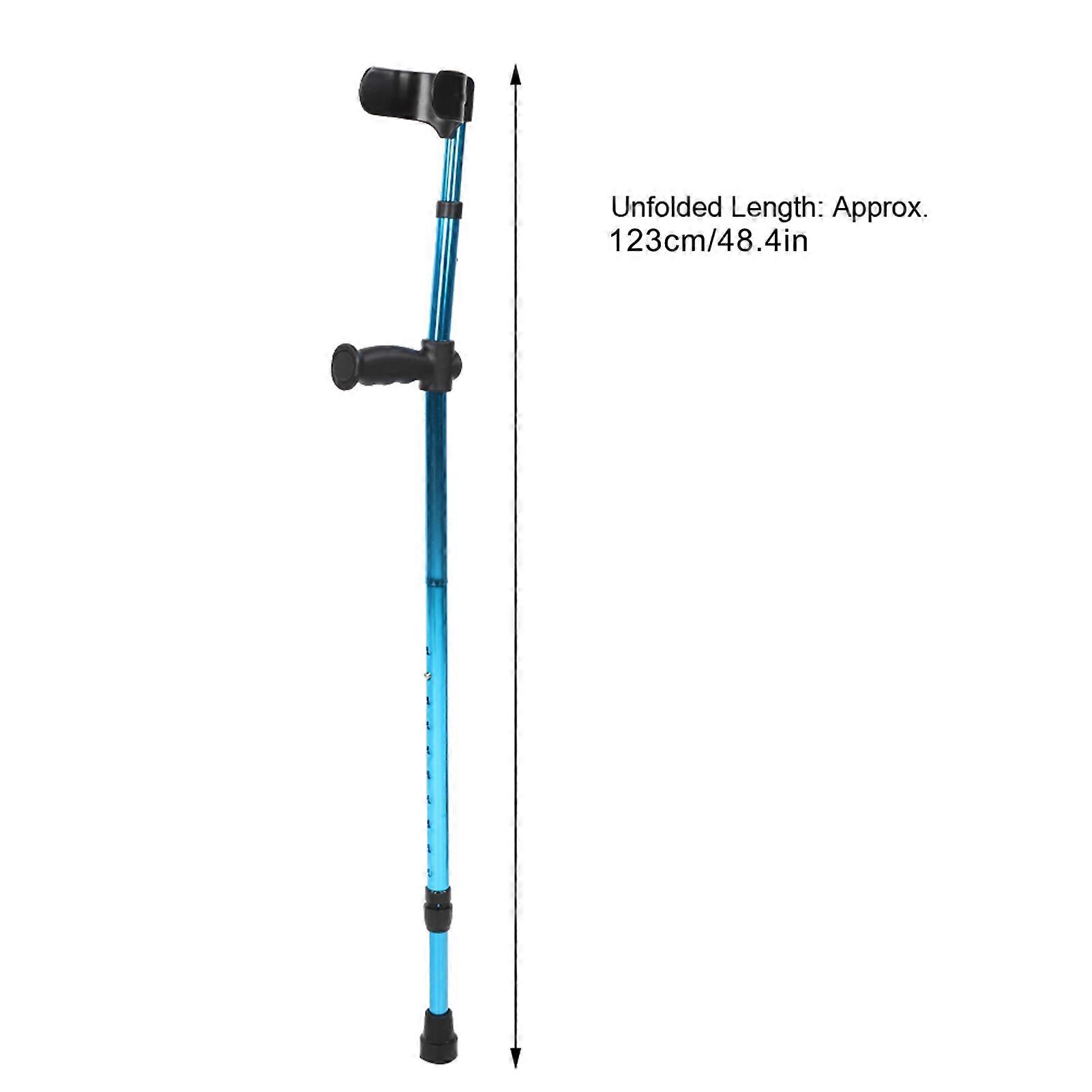 Adjustable Blue Folding Underarm Walking Stick Cane 123cm Telescopic