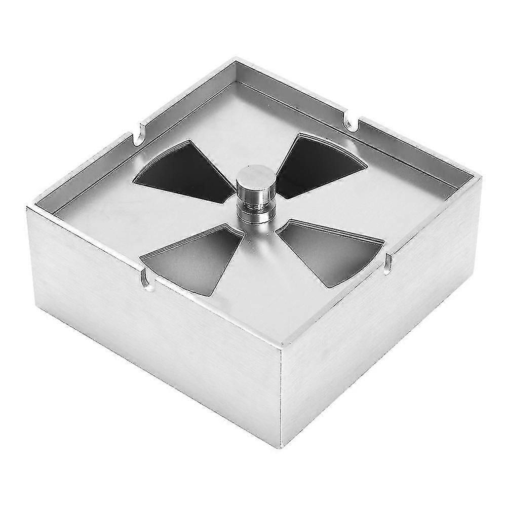 Square Stainless Steel Indoor Office Desktop Windproof Smoking Ashtray Holder With Lidlarge