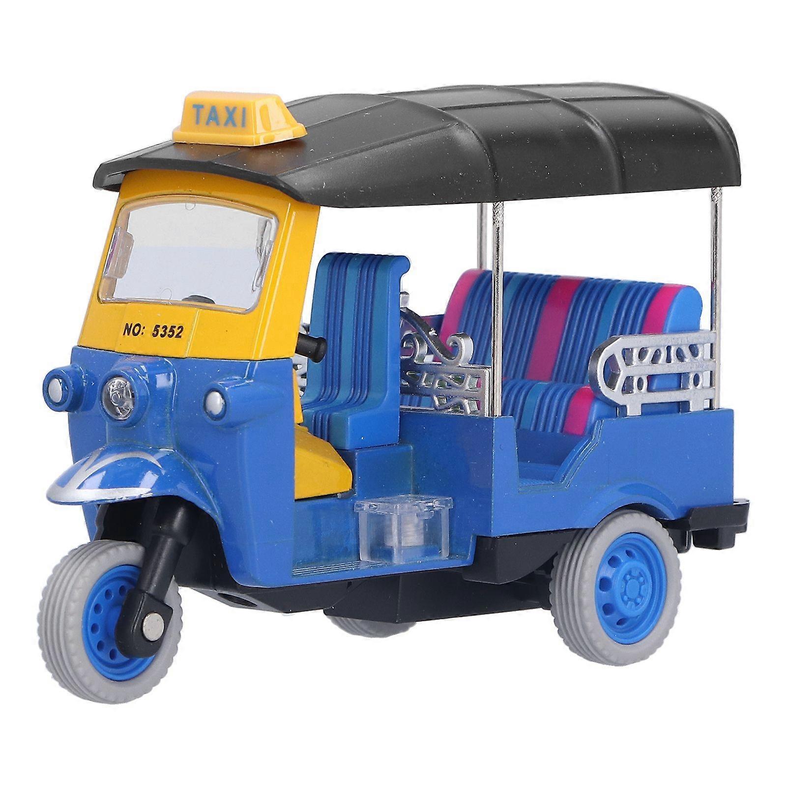 Pull Back Thai Tricycle Simulation Alloy Tuk Tuk Car Model Toy Children Vehicle ToyBlue