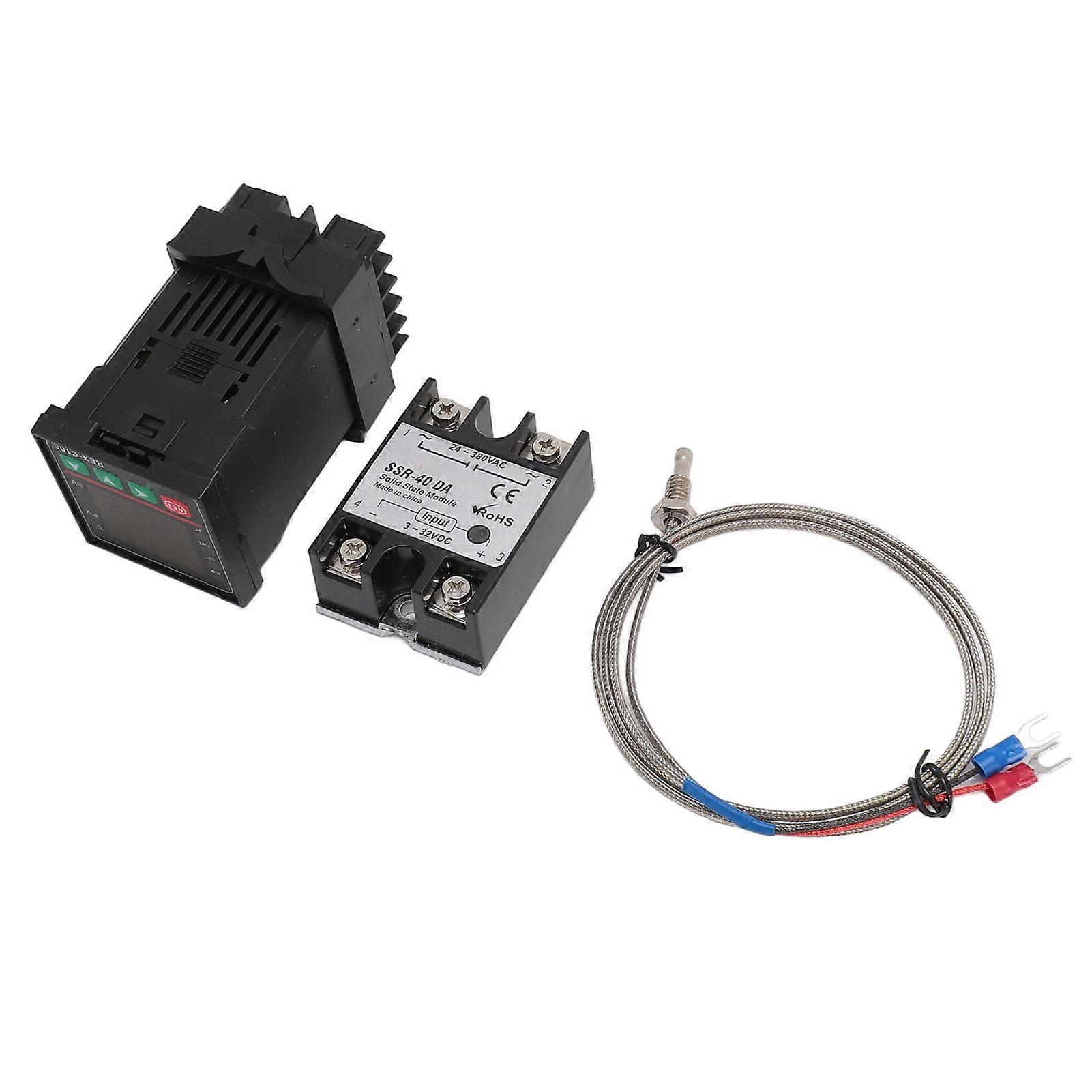 REXC100 PID Thermostat 40A SSR K-Type Thermocouple 1m Cable