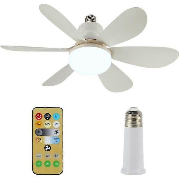 Deckenventilator - QINGQUE - Modell mit E27 LED-Licht - 30W - 6 Flügel - Intelligente Fernbedienung