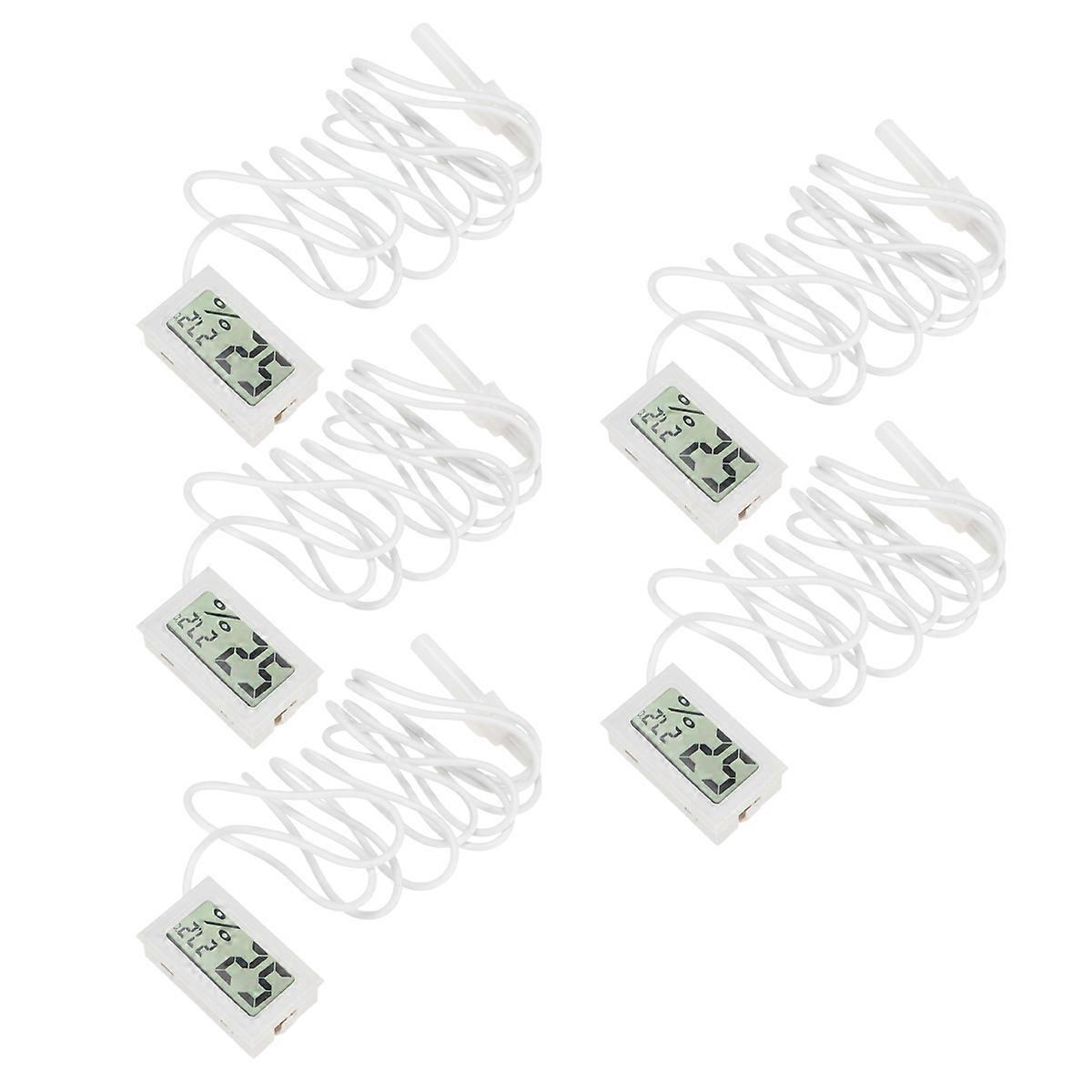 Hygrometer Temperature Humidity Digital Measurement Indoor Vehicle Refrigerator White High Accuracy 5Pcs