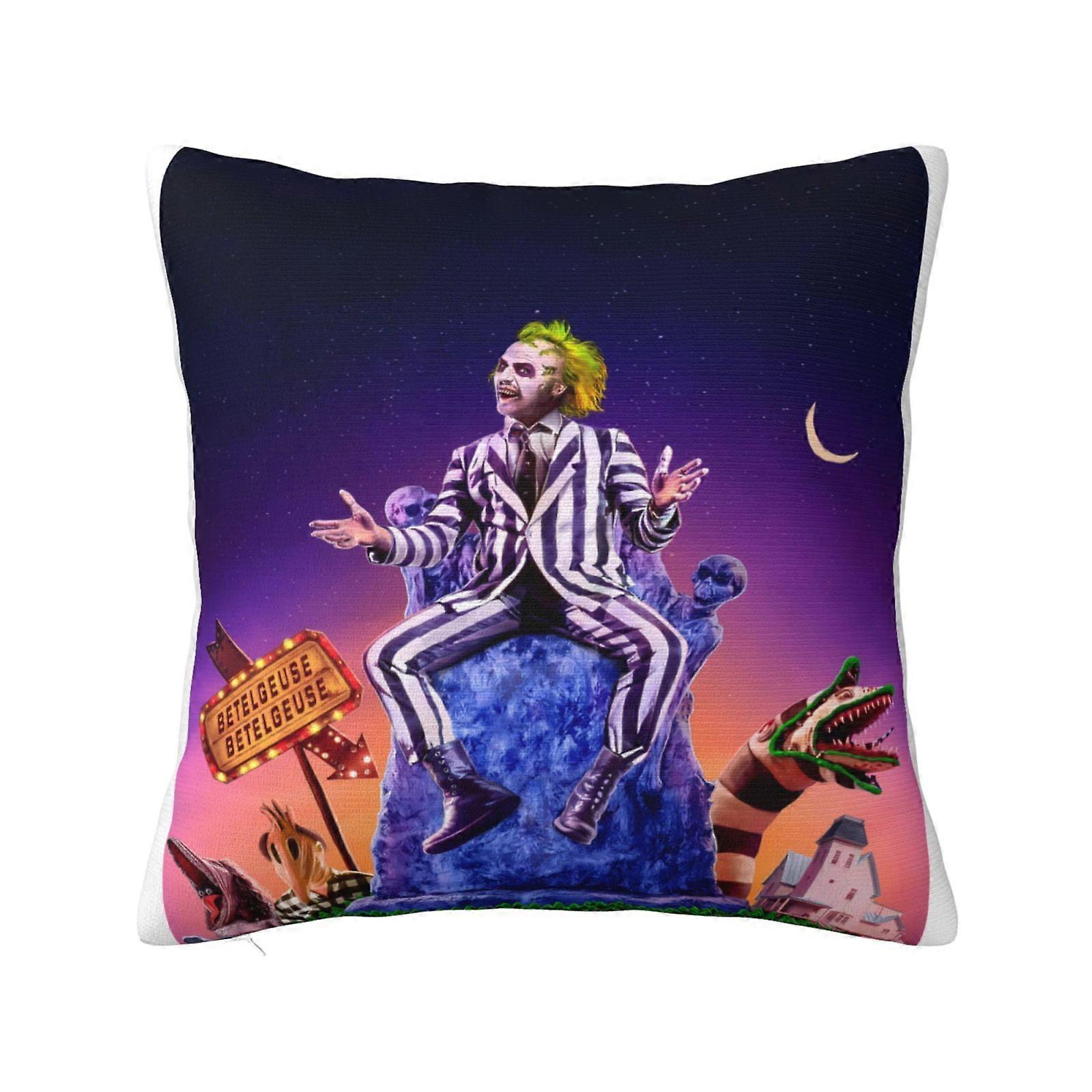 Beetlejuice Super Soft Pillow Case Cover with Zipper for Bedroom, Sofa, Couch,Cozy Fuzzy Pillow Shams for All Seasons Square Pillow