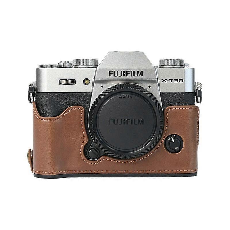 PU Leather Half Case Bottom Protective Bag Cover for Fujifilm XT10/XT20 Camera - Coffee
