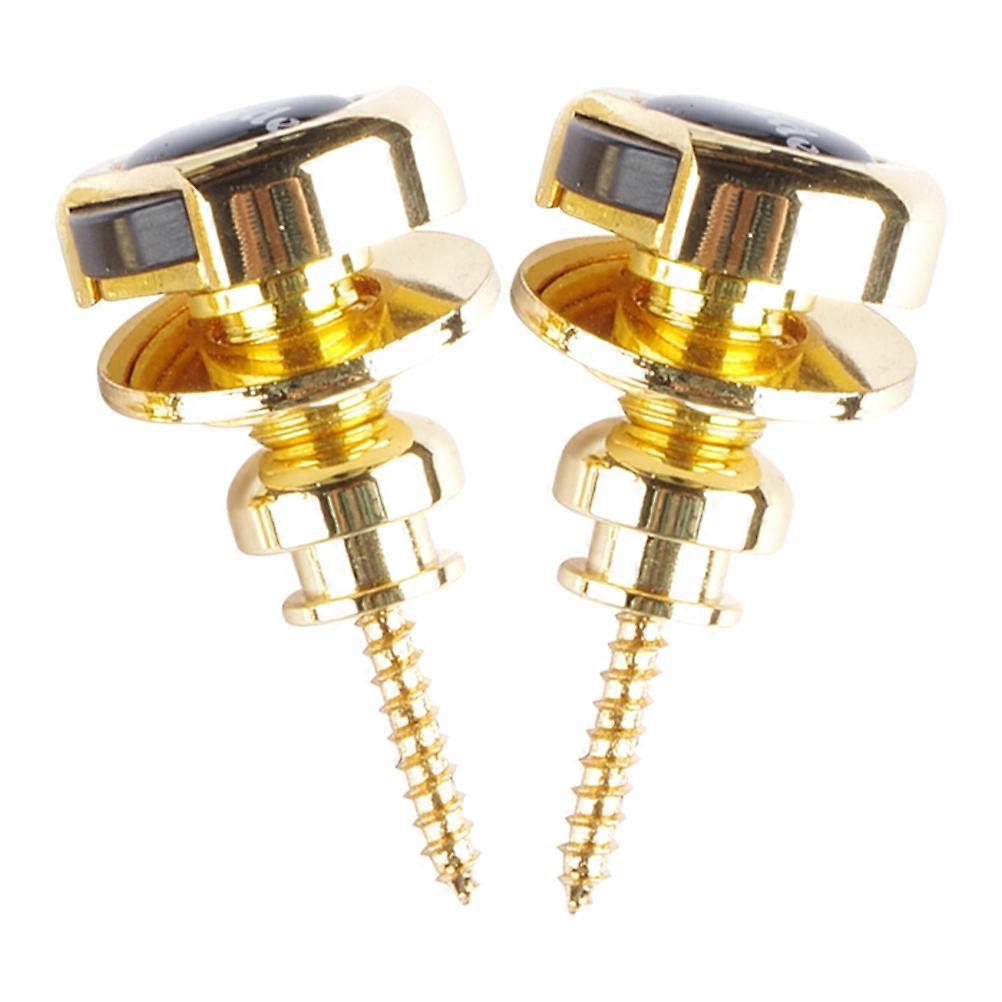 Instrument Strap Lock Guitar Strap Button for Electric Guitar Durable Zinc Alloy Golden Prevent Guitar Fall 2Pcs