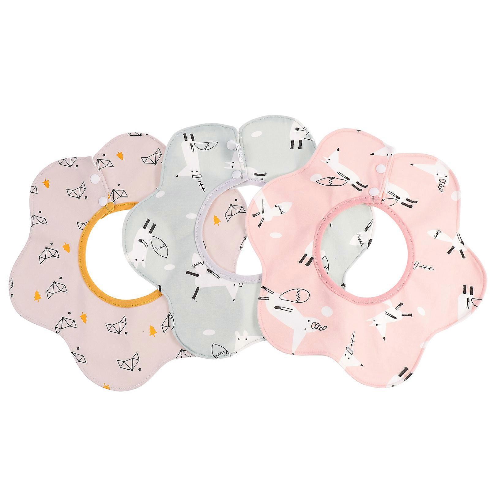 Newborn Bib 360 Degree Rotate for Drooling Control 3Pcs Cotton Bibs