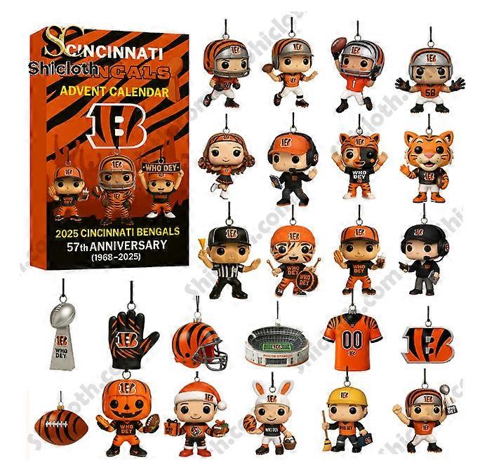 Cincinnati Bengals Week 57 Blind Box Advent Countdown Christmas Tree Decorated Acrylic Pendant