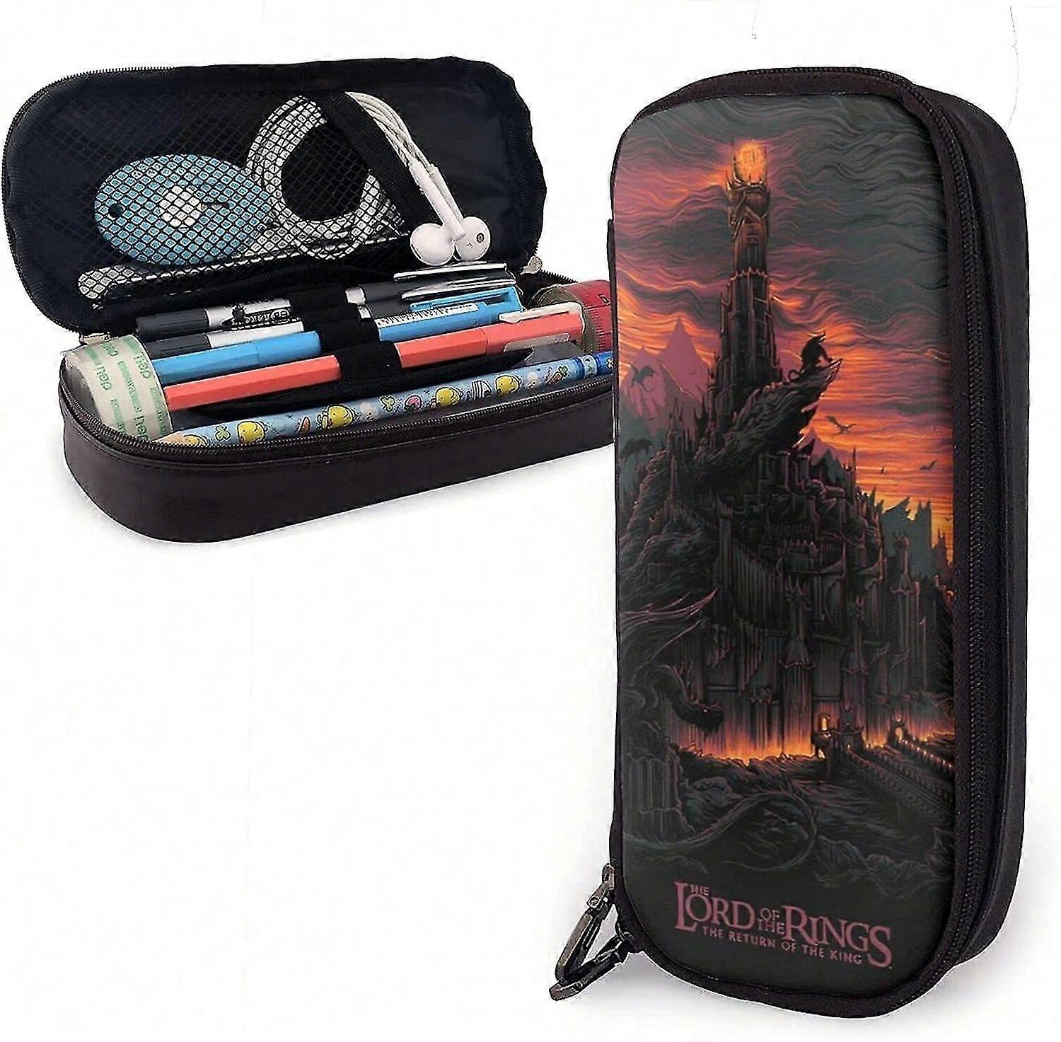 BDE0807 حقائب أقلام رصاص سيد الخواتم حقيبة مستحضرات التجميل مع سحاب مزدوج متعدد الوظائف بو الجلود المحمولة الحقيبة قلم قلم رصاص 