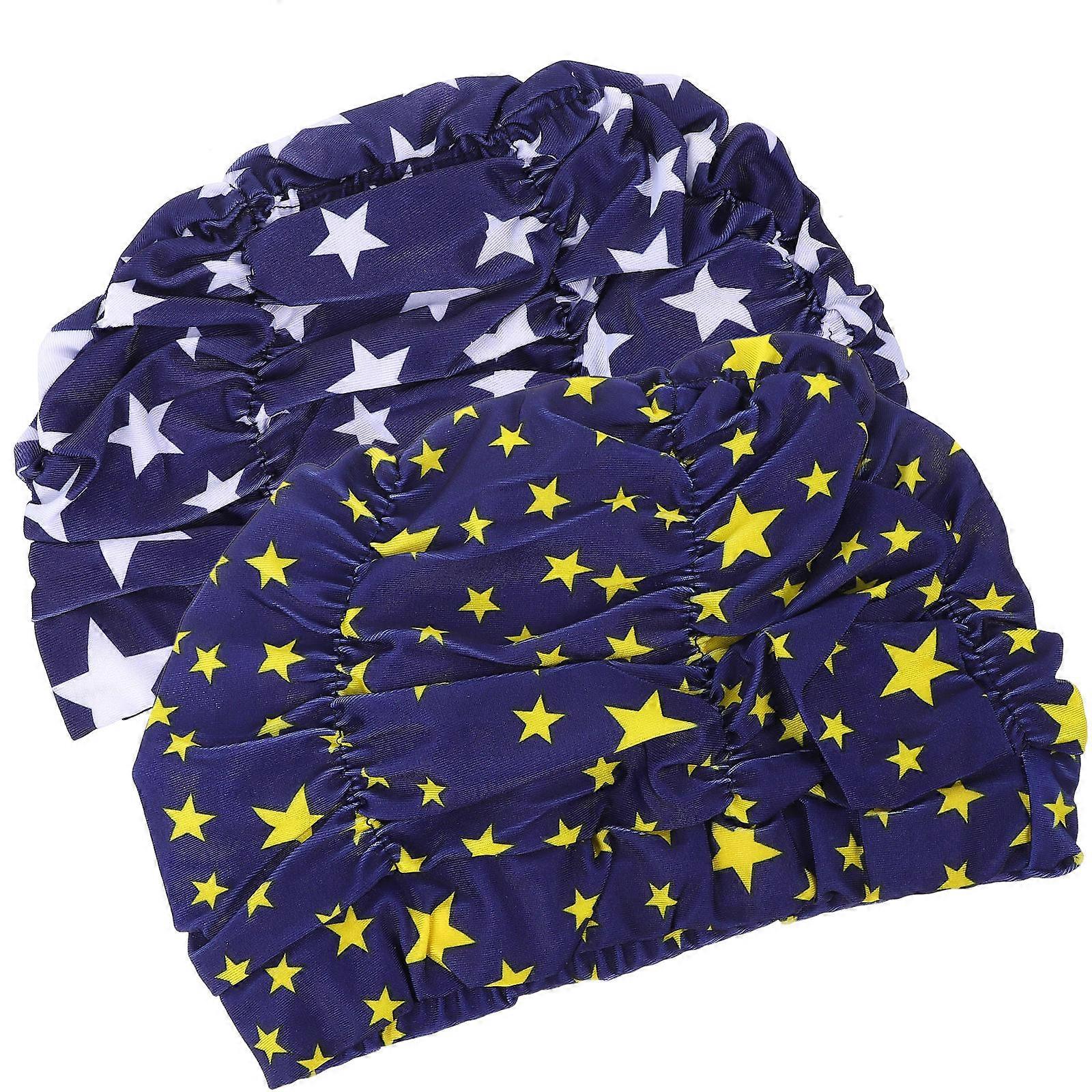 Cute Swim Caps 2Pcs Pleated Swimming Hats For Adults In Blue With Size 26.5x16.5cm