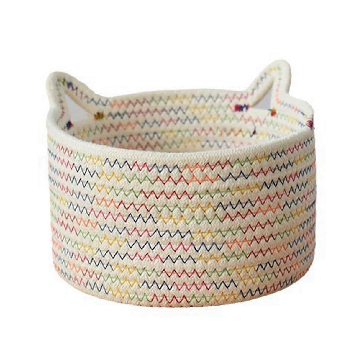 Hand-Woven Cotton Rope Storage Basket A
