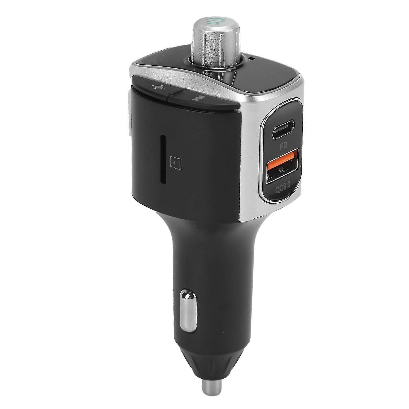 Trasmettitore FM Bluetooth 5.0 Display a doppio schermo 3 porte USB QC3.0 Ricarica rapida con retroilluminazione a 7 colori