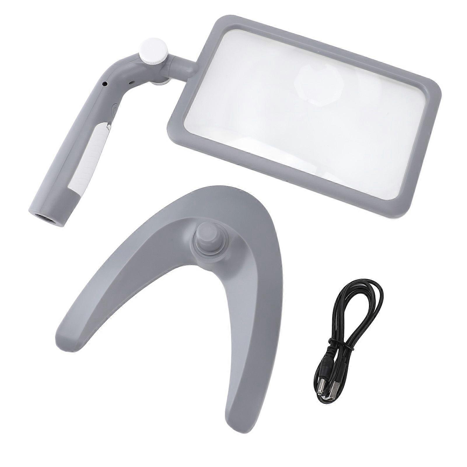 Magnifying Glass with Light Stand 48 LEDs 2.5X Rotating 3 Color Temp Adjustable Magnifier for Reading Seniors Low Vision Black
