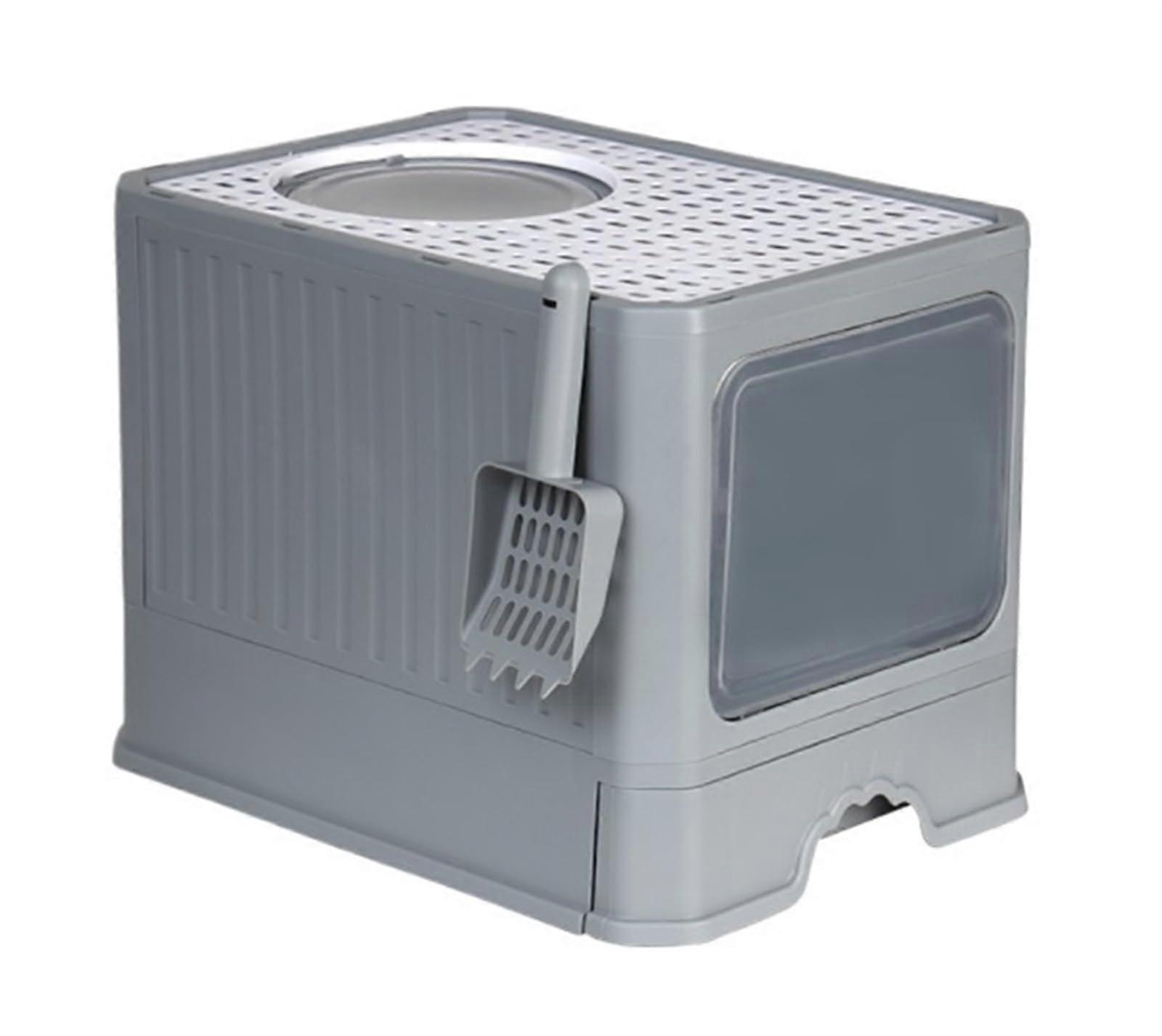 Cat Litter Box Toilet Safe Detachable Enclosed With Lid Easy To Clean Odor Control Grey 40x50x40 Cm