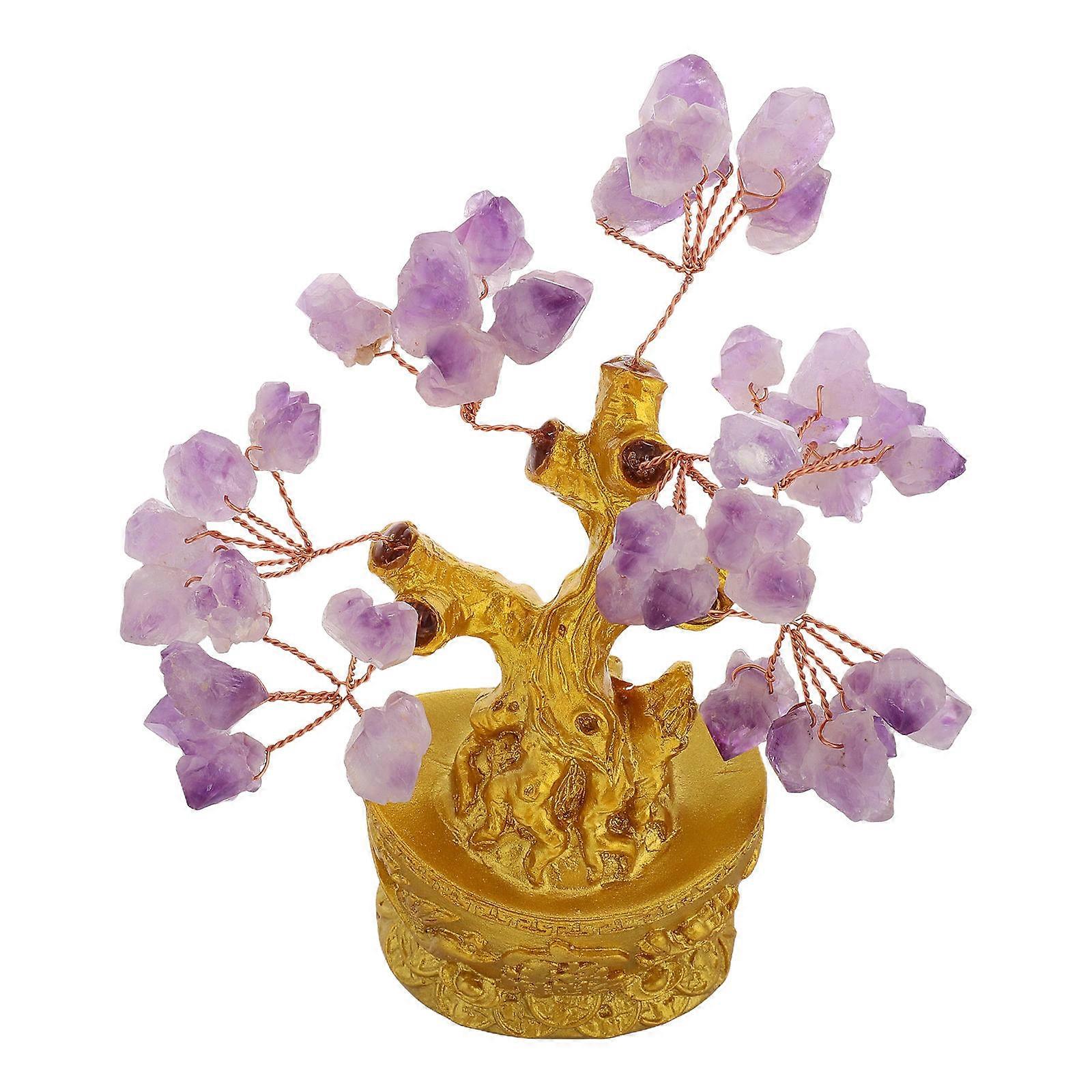 Natural Purple Amethyst Crystal Money Tree for Meditation 3Pcs Gemstone