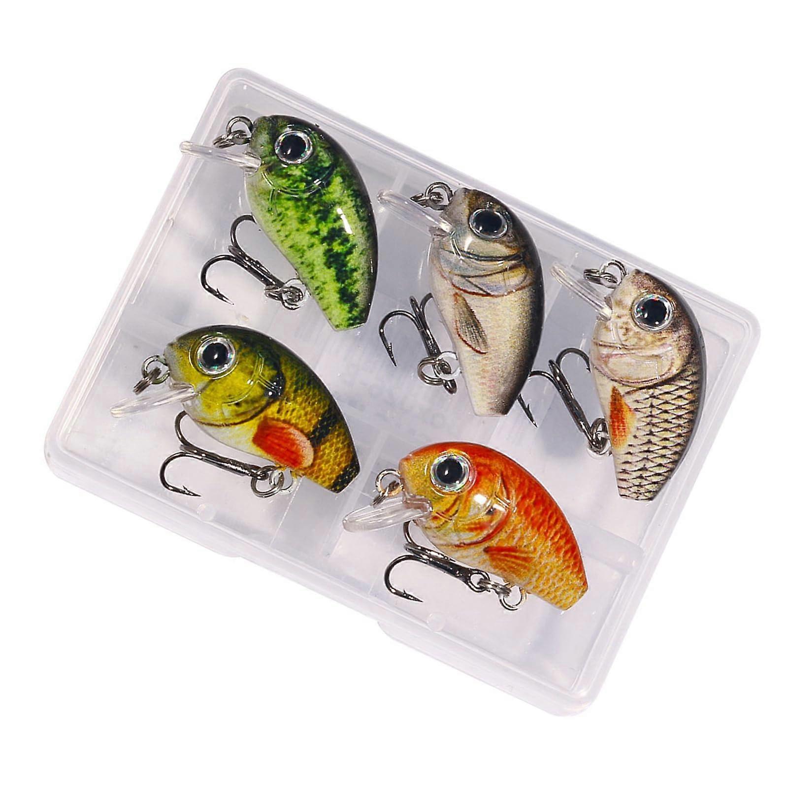 Soft Plastic Bait 5 Piece Set Small Wobbler Lures Swimbait Crank Bait Style With Tackle Box Durable