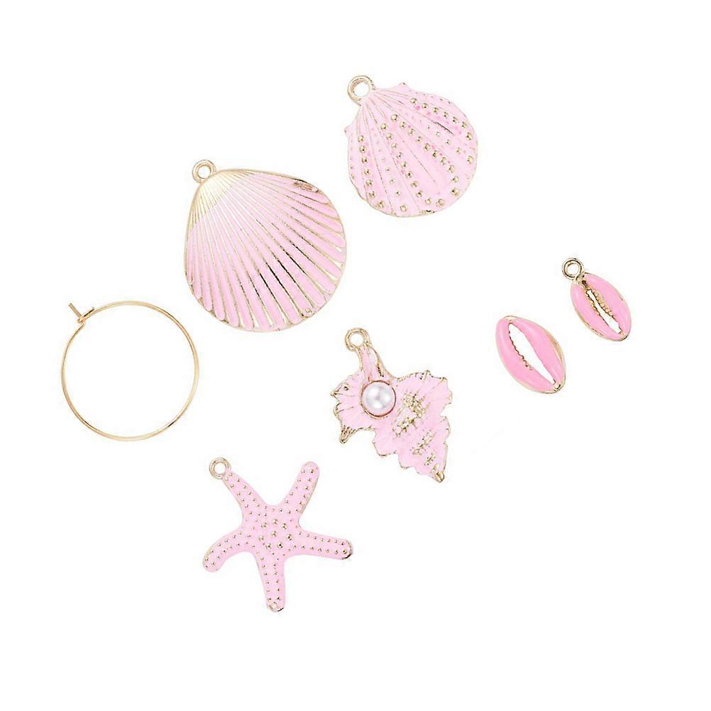 Pink Alloy Shell Ornaments for DIY 24Pcs Loop Ear Drop Ear Accessories