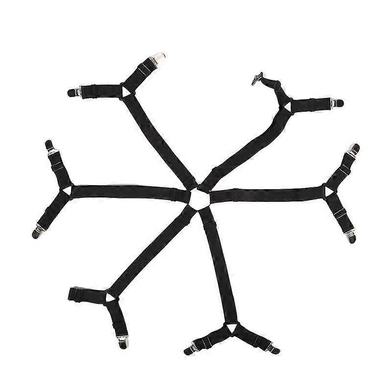12 Clips Adjustable Elastic Bed Sheet Holder Mattress Clip Fasteners Cover Blankets Non-Slip Fixing Strap Grippers Black/White