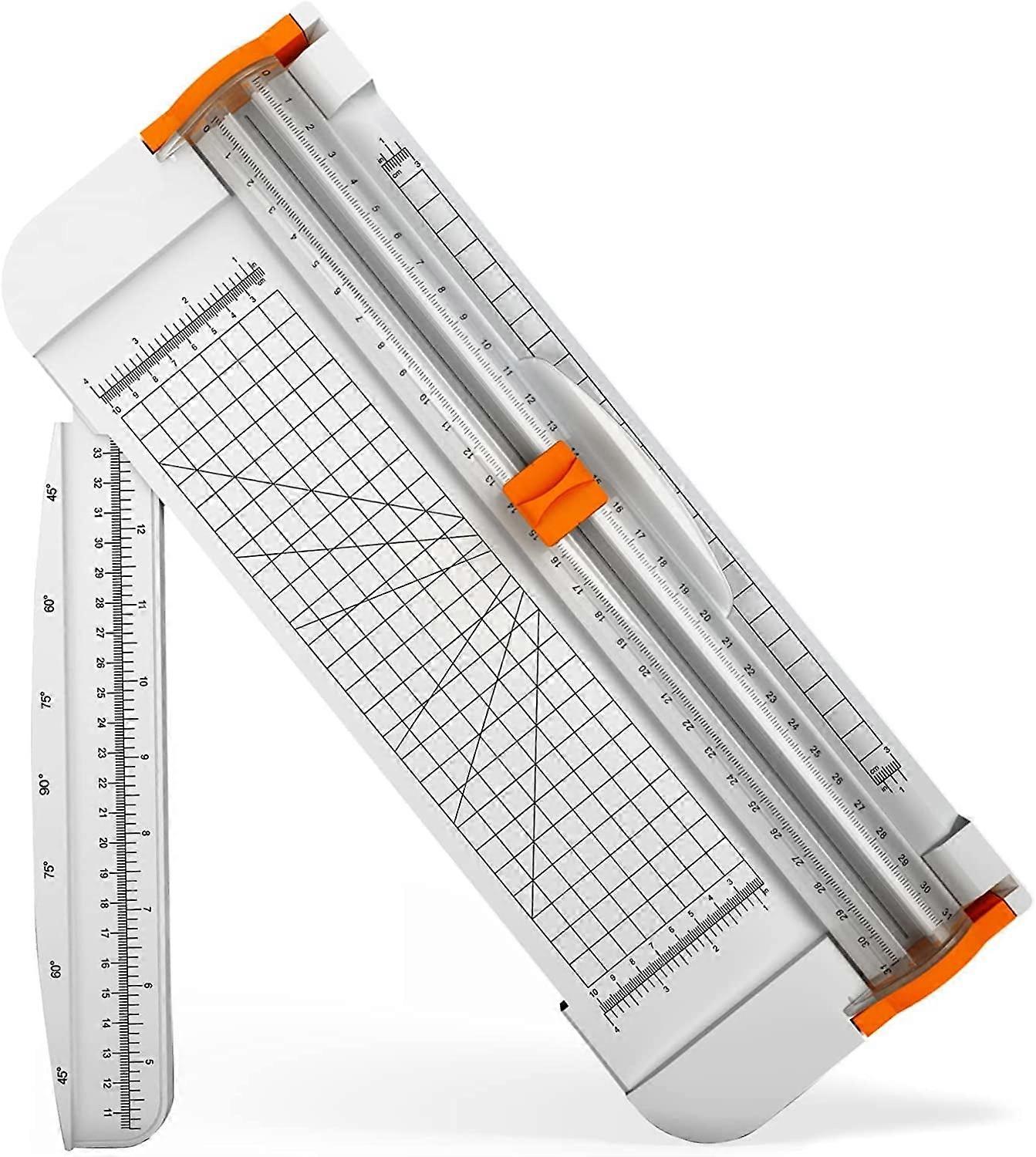 12 Inch Titanium Paper Cutter with Auto Safety Guard & Side Ruler for A4, Craft Paper, Labels, Photos, Cardstock - White