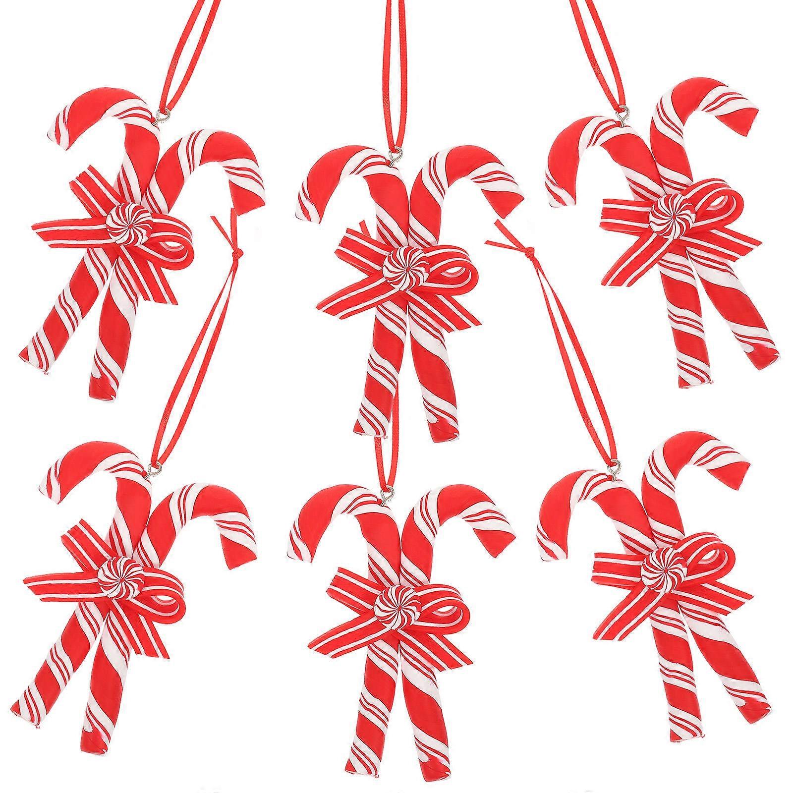 Holiday Ornament Polymer Clay Cane for Tree Hanging 4Pcs Red