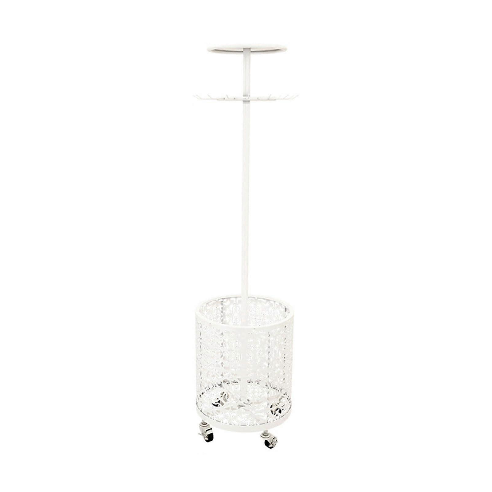 Floor Standing Belt Display Rack With Wheels Rotating Metal Tie Rack Hanger Organizer 155x40cm White Scarf Shawl Shelf