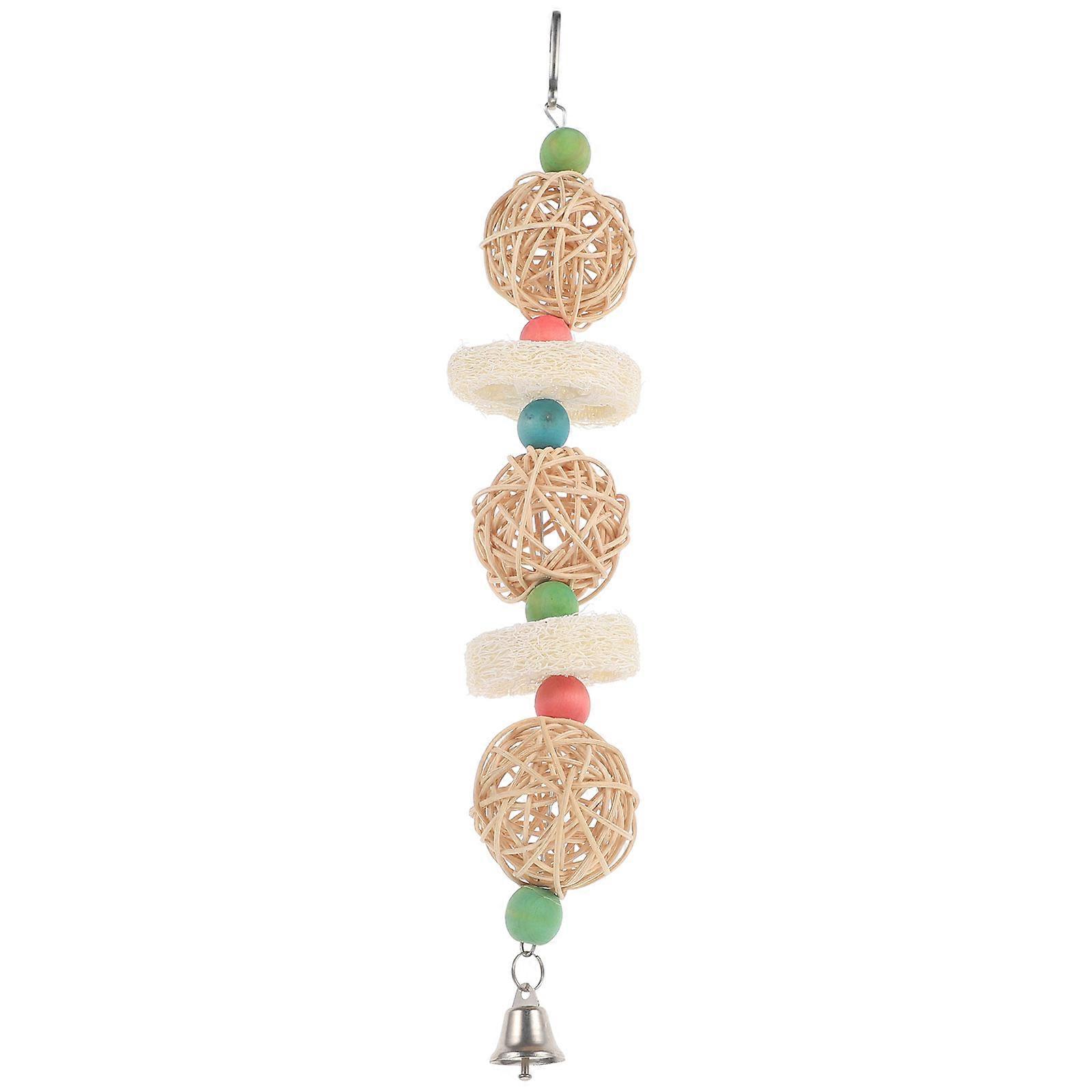 Multi Parrot Rattan Ball Biting Toy for Indoor Bird Play and Cage Decoration Crafted from Durable Wood Available in 1 Set